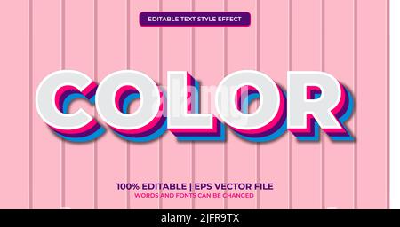 Effetto testo modificabile a colori. Effetto testo modificabile in stile multicolore Illustrazione Vettoriale