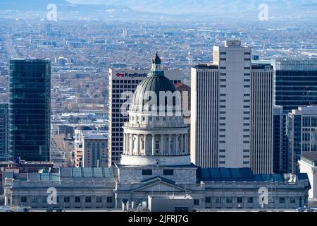 La cupola del Campidoglio dello Utah si trova nel centro di Salt Lake City, Utah. Foto Stock