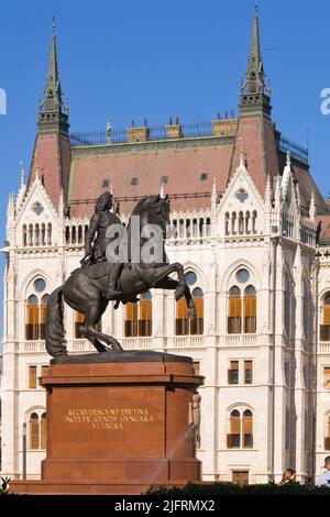 Ungheria, Budapest, Parlamento, II Rakoczi Ferenc, statua, Foto Stock