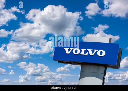 Werbe- und Firmanschild der Firma Volvo Foto Stock