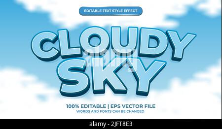 effetto testo modificabile di cloudy sky 3d Illustrazione Vettoriale