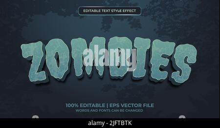 Effetto testo modificabile Zombie. Stile moderno vettoriale effetto testo zombie modificabile Illustrazione Vettoriale