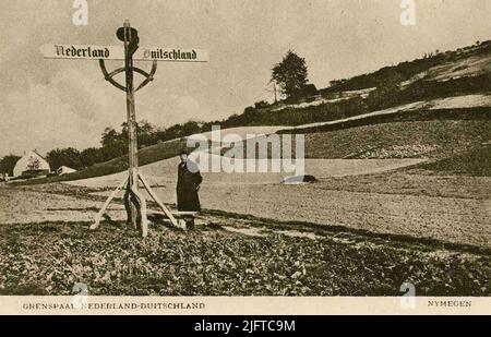 Il posto di frontiera Olanda - Germania nel Keteldal Foto Stock