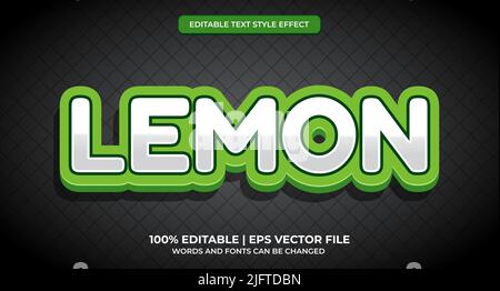 Testo limone, effetto testo verde modificabile. Effetto testo modificabile - stile limone Illustrazione Vettoriale