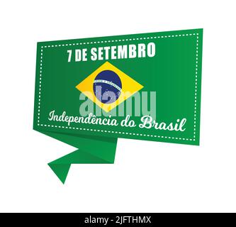 Happy 7 De Setembro Independencia do Brasil Stock Vector. Astratto Brasile Independence Day 3D banner. Cornice di design per le vacanze. Vettore di bandiera nazionale Illustrazione Vettoriale