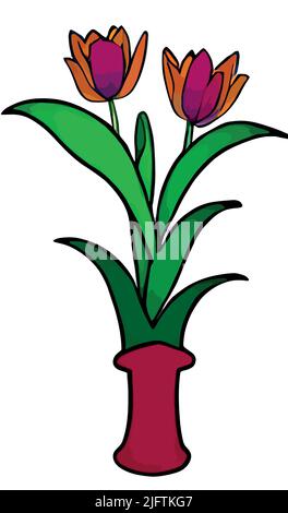 I tulipani colorati isolati su sfondo bianco verticale. Design con motivi floreali. Illustrazione Vettoriale