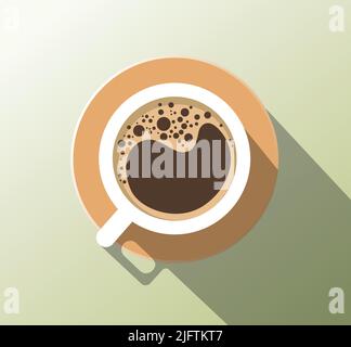 Tazza di caffè bolle marrone illustrazione minima mattina colazione calda bevanda realistico ombra Illustrazione Vettoriale