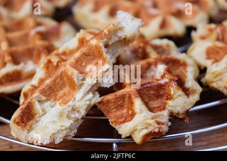 Gaufres de Liegi sur une Claire - waffle su un clie Foto Stock