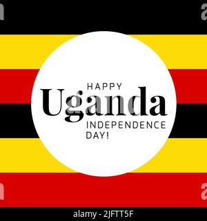 Felice uganda Independence Day testo in cerchio bianco su sfondo nero, giallo e rosso Foto Stock