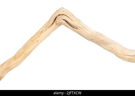 Parte di legno di driftwood isolato su sfondo bianco. Foto Stock