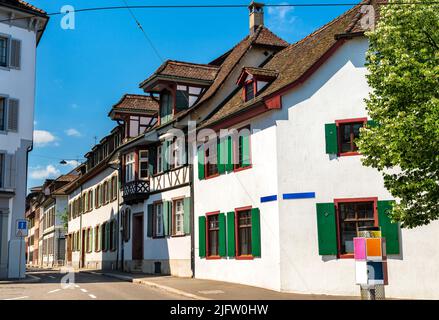 Architettura tradizionale della città vecchia di Basilea in Svizzera Foto Stock