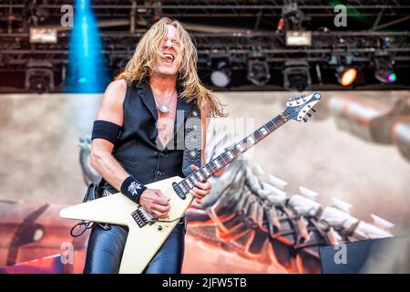 Oslo, Norvegia. 24th, giugno 2022. La band tedesca heavy metal accetta suona un concerto dal vivo durante il festival musicale norvegese Tons of Rock 2022 di Oslo. Qui il chitarrista Philip Shouse è visto dal vivo sul palco. (Photo credit: Gonzales Photo - Terje Dokken). Foto Stock