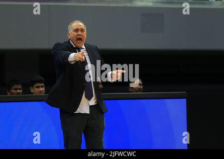 Pasay City, Filippine. 03rd luglio 2022. (7/3/2022) Coach Vesselin Matic dell'India che abbaia ordini ai suoi giocatori. Pasay City, Filippine. (Foto di Dennis Jerome Acosta/Pacific Press/Sipa USA) Credit: Sipa USA/Alamy Live News Foto Stock