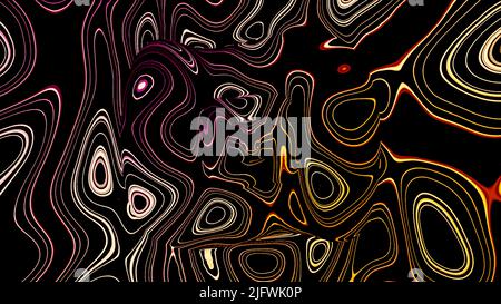 Sfondo nero.Design.un'astrazione in cui i punti luminosi si muovono e cambiano le loro dimensioni. Riprese a 4K° di alta qualità Foto Stock