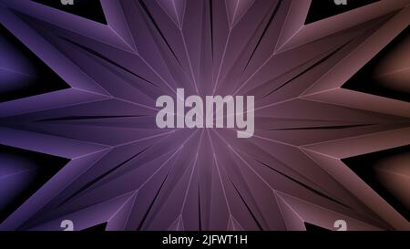 Animazione con motivo a stella al centro. Design. Stella lampeggiante in schema caleidoscopico. Elegante motivo a forma di stella. Foto Stock