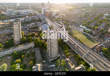 Lancaster West Estate, North Kensington a Londra, Inghilterra Foto Stock