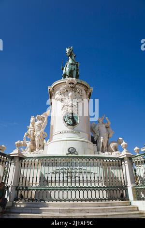 Statua di re Jose i a Praca do commercio o in Piazza del commercio, Lisbona, Portogallo. Foto Stock