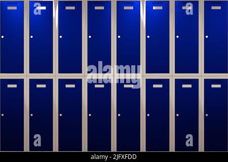 Armadietto metallico blu. 3D rendering Foto Stock