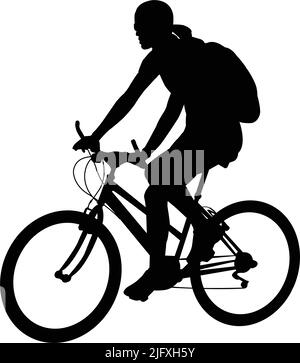 donna che guida la silhouette della bicicletta - grafica vettoriale Illustrazione Vettoriale