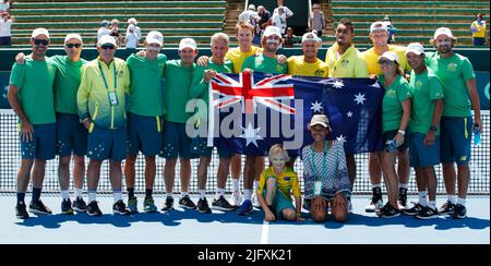 L'australiano raddoppia l'accoppiamento di Groth e dei pari vince il giorno 2 della Coppa Davis 1st Round contro la Repubblica Ceca Foto Stock