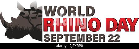 Illustrazione del progetto di banner del World Rhino Day Illustrazione Vettoriale