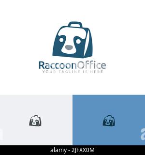 Logo aziendale Raccoon Office Work Animal Success Illustrazione Vettoriale