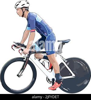 racin bicyclist illustrazione realistica del colore - grafica vettoriale Illustrazione Vettoriale