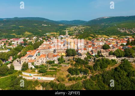 Veduta aerea della città di Buzet a Istra, Croazia Foto Stock