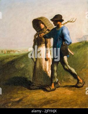 Jean Francois Millet, andando al lavoro, dipingere in olio su tela, 1851-1853 Foto Stock