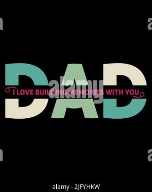 Dad T-Shirt Designs, Daddy/Padre/Papa T-Shirt Design, Father's Day T-Shirt Gift for Dad, Custom Dad T-Shirt Design Print Template Illustrazione Vettoriale