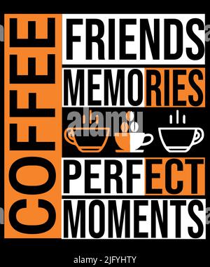 T-Shirt del caffè disegno, tipografia su misura del caffè e modello grafico del tee Illustrazione Vettoriale
