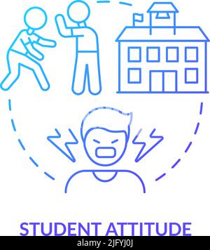 Icona del concetto di gradiente blu dell'atteggiamento dello studente Illustrazione Vettoriale
