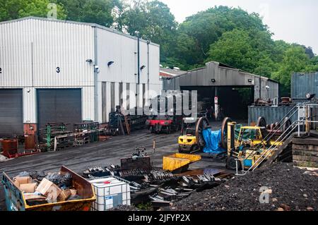 Nel Regno Unito - BR Standard 4mt No. 76079, al di fuori di Grosmont Engine Shed - North Yorkshire, Regno Unito Foto Stock