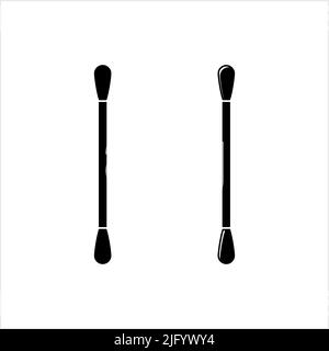Cotone tampone icona, Ear pulizia Cotton Bud Vector Art Illustrazione Illustrazione Vettoriale