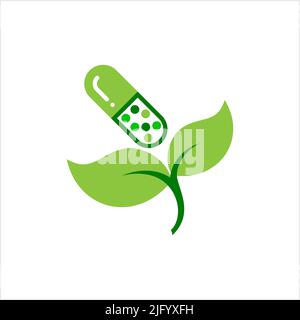 Medicina Herb icona, Medicina Naturale sana Vector Art Illustrazione Illustrazione Vettoriale