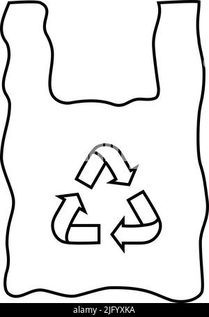 sacchetto di plastica nero con icona di riciclo Illustrazione Vettoriale
