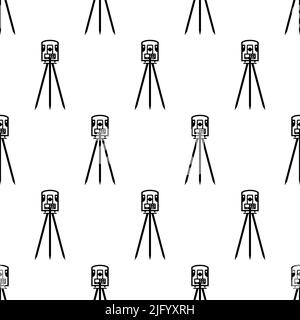 Icona di Land Survey modello senza giunture, Geodetic Survey, Geodetic Equipment, Vector Art Illustration Illustrazione Vettoriale