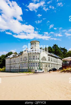 Bagno in stile Art Nouveau a Majori Beach, Majori, Jurmala, Lettonia, Europa Foto Stock