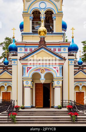 Chiesa ortodossa di nostra Signora di Kazan Dzintari, Jurmala, Lettonia, Europa Foto Stock