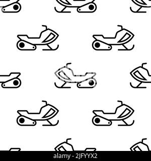 Snowmobile icona Seamless Pattern, Snow Scooter Motorized Vector Art Illustrazione Illustrazione Vettoriale