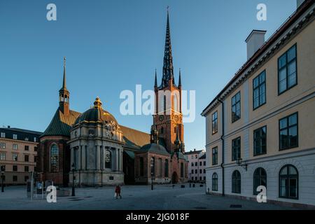 Esterno della Chiesa di Riddarholmen, Gamla Stan, Stoccolma, Sodermanland e Uppland, Svezia, Scandinavia, Europa Foto Stock