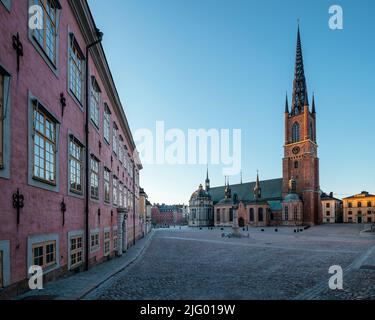 Esterno della Chiesa di Riddarholmen, Gamla Stan, Stoccolma, Sodermanland e Uppland, Svezia, Scandinavia, Europa Foto Stock