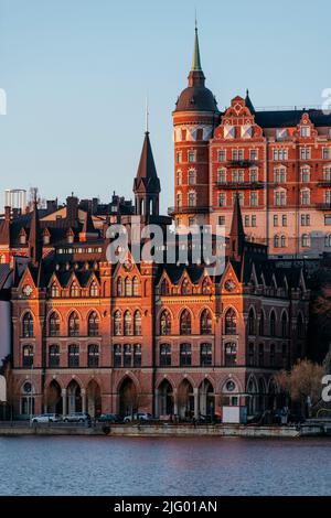 Vista verso Sodermalm all'alba, Stoccolma, Sodermanland e Uppland, Svezia, Scandinavia, Europa Foto Stock