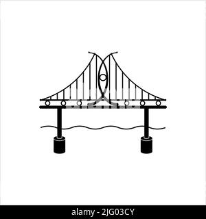 Bridge icona, struttura sopra ostacolo passaggio Vector Art Illustrazione Illustrazione Vettoriale