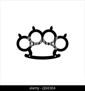 Ottone Knuckles icona, Fist arma icona Vector Art Illustrazione Illustrazione Vettoriale