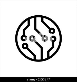 Icona del circuito elettronico, disegno grafico del vettore del circuito delle tracce del filo conduttore stampato Illustrazione Vettoriale