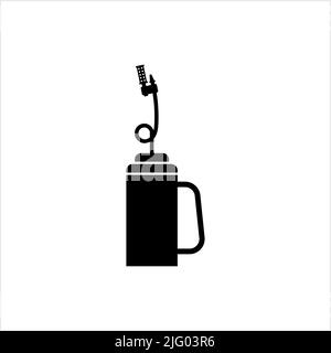 Flowing Torch icona, Wildfire accensione intenzionale fuoco di prevenzione fiamme Canister Vector Art Illustrazione Illustrazione Vettoriale