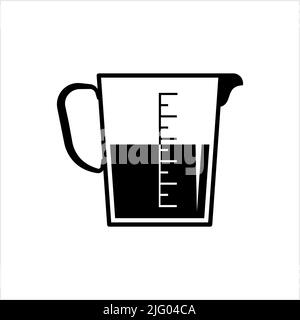 Icona della tazza di misurazione, liquido o bulk ingrediente di cottura solido Volume Measuring utensil Vector Art Illustrazione Illustrazione Vettoriale