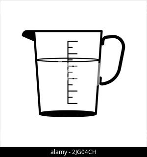 Icona della tazza di misurazione, liquido o bulk ingrediente di cottura solido Volume Measuring utensil Vector Art Illustrazione Illustrazione Vettoriale