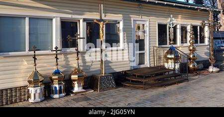 Kiev, Ucraina 11 gennaio 2021: Negozio della Chiesa vicino al Monastero di Mikhailovsky nella città di Kiev Foto Stock